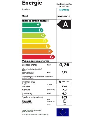 SIEMENS WD15G442EU spotřeba energie